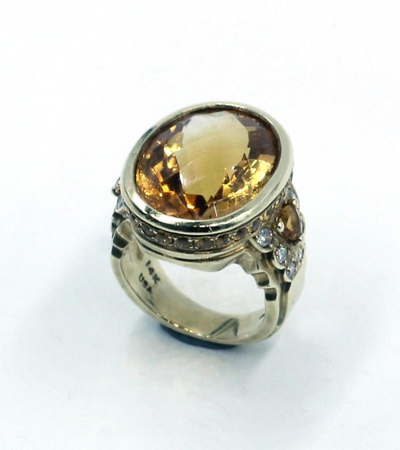 Vintage Citrine and Diamond Ring, SOLD