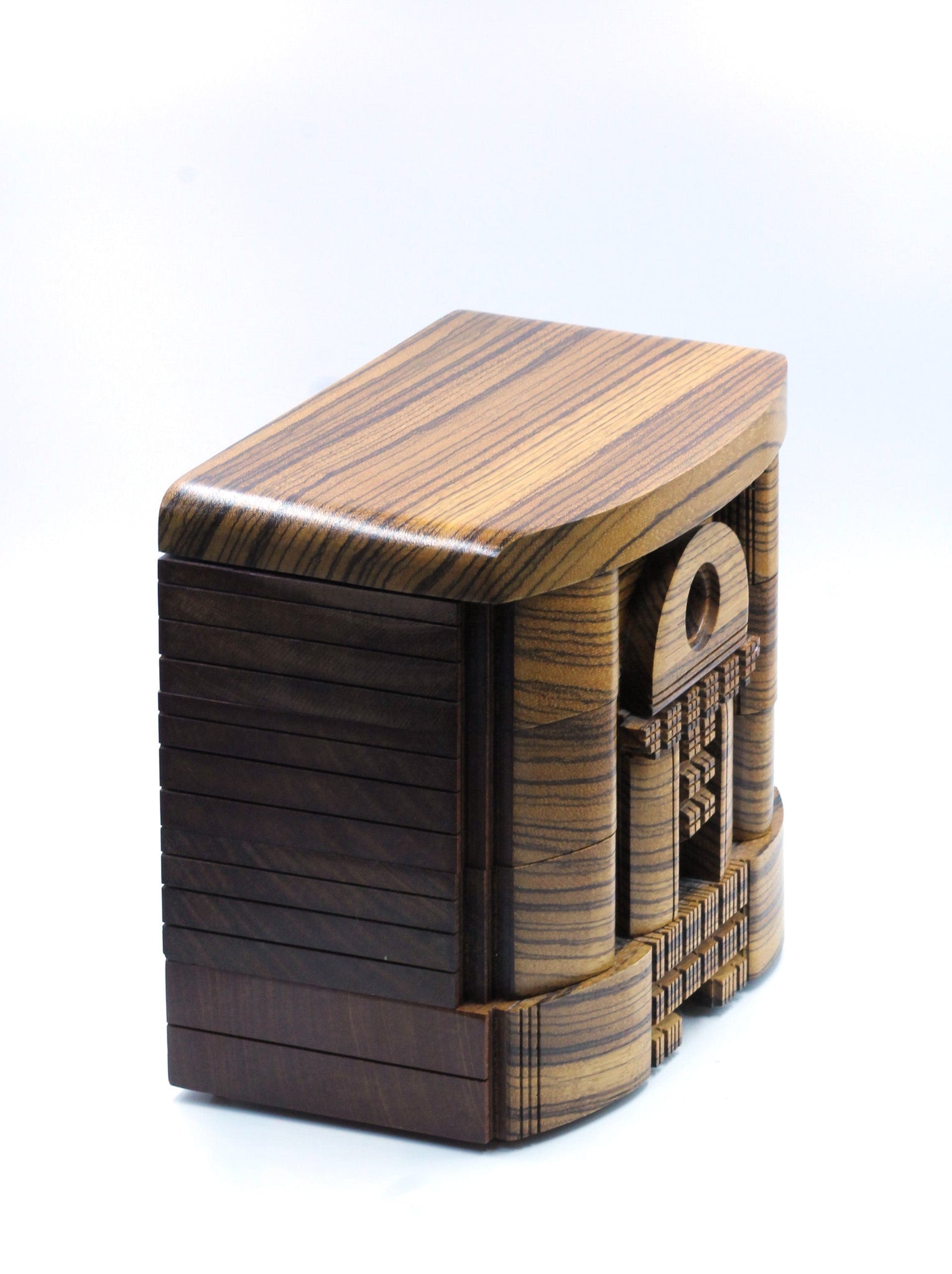 Vintage Handmade Zebra Wood Box with Hidden Drawers,SOLD