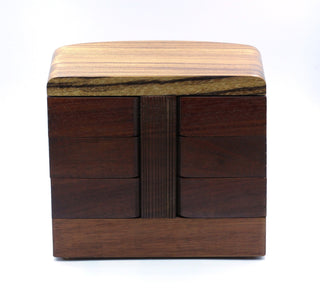 Vintage Handmade Zebra Wood Box with Hidden Drawers,SOLD