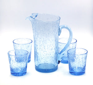 Selected Biot Hand-Blown Glass Pitcher and Cups, SOLD
