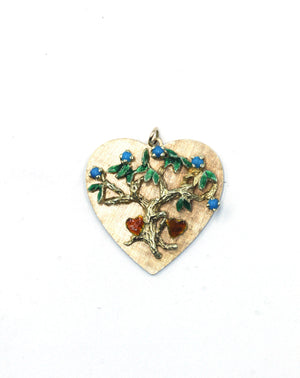 Vintage Turquoise and Enameled Heart Charm, SOLD