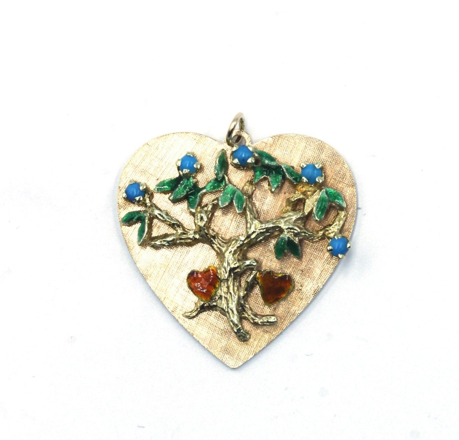 Vintage Turquoise and Enameled Heart Charm, SOLD