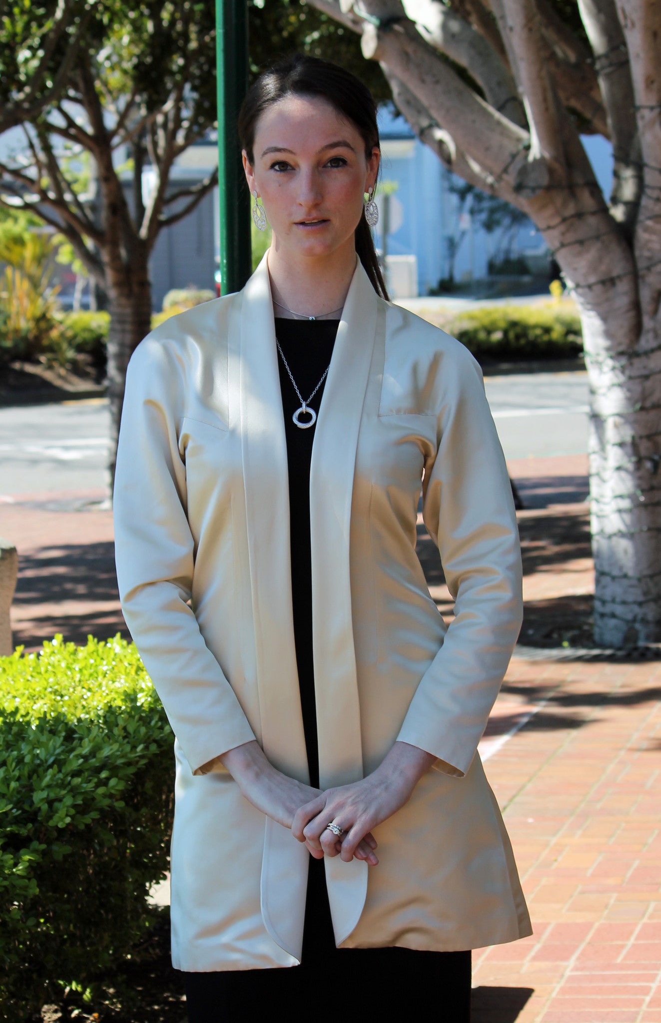 Janet Deleuse Designer Silk Satin Coat, SALE!
