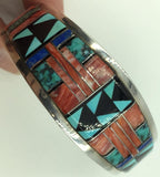 Vintage Native American Zuni Sterling Silver Inlaid Bracelet, SOLD