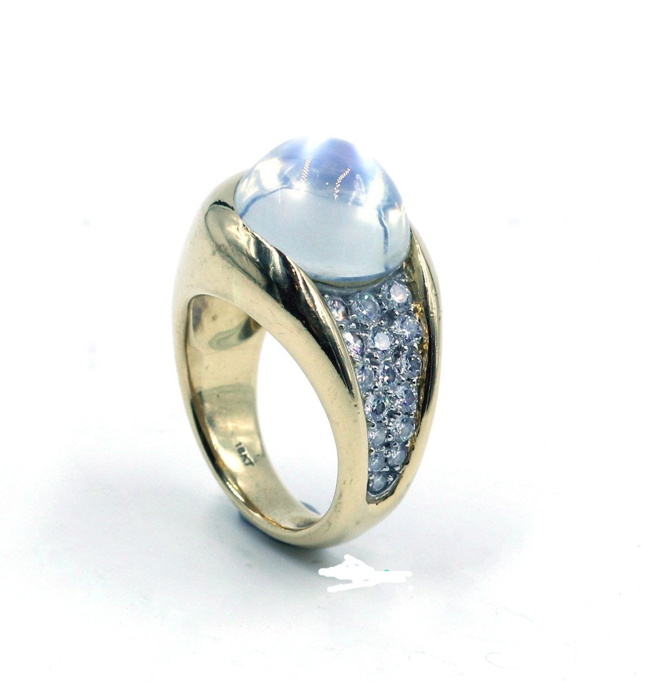 Pre-owned Janet Deleuse Moonstone and Diamond Ring, SOLD