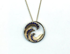 Vintage Maui Divers Sapphire Wave Pendant with New Chain, SOLD