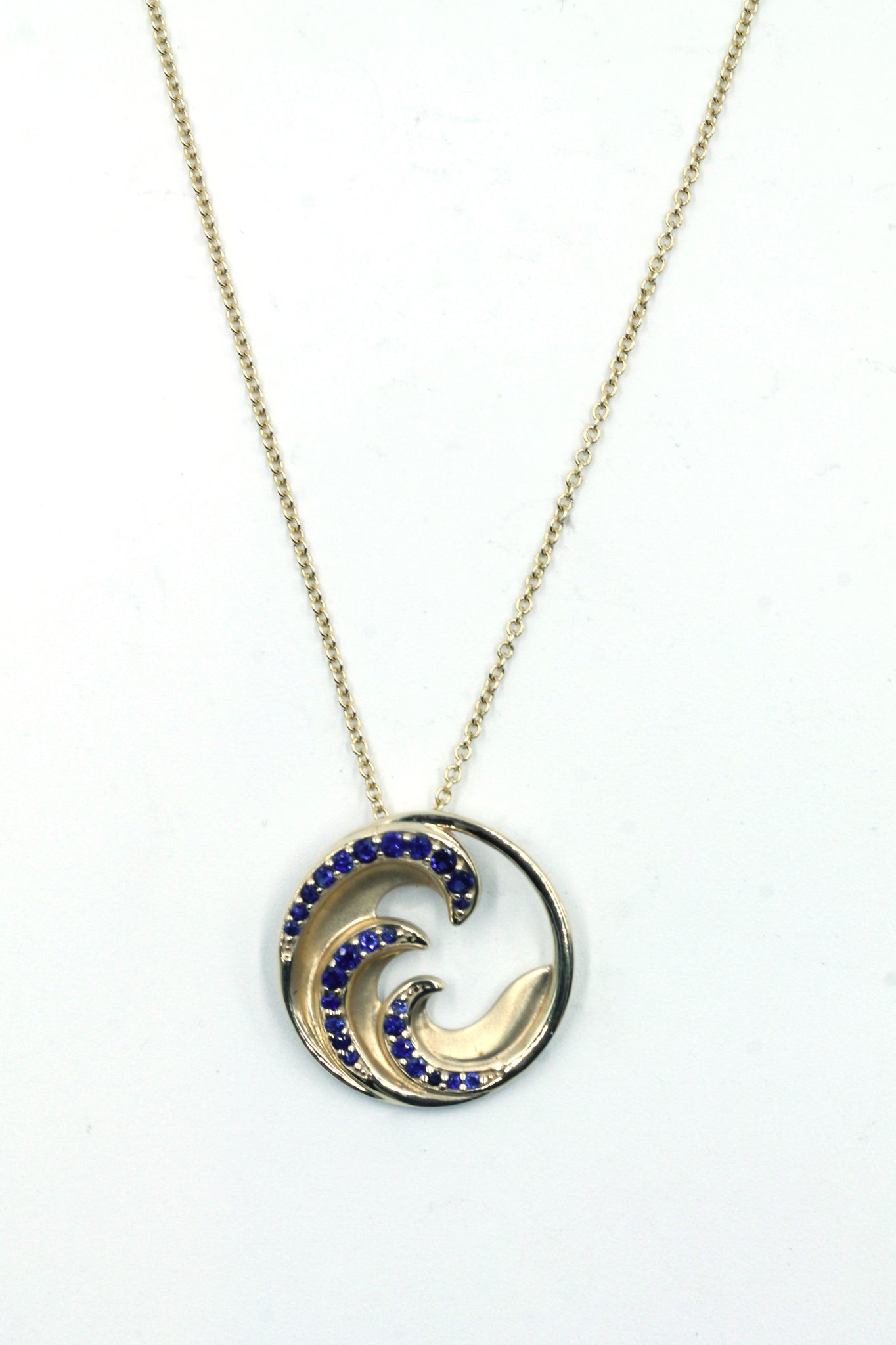 Vintage Maui Divers Sapphire Wave Pendant with New Chain, SOLD