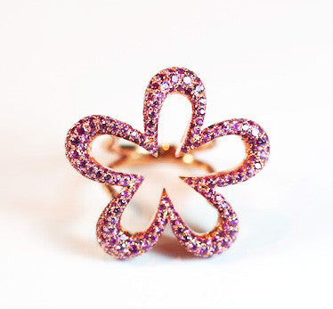 Pink Sapphire Flower Ring, SALE, SOLD