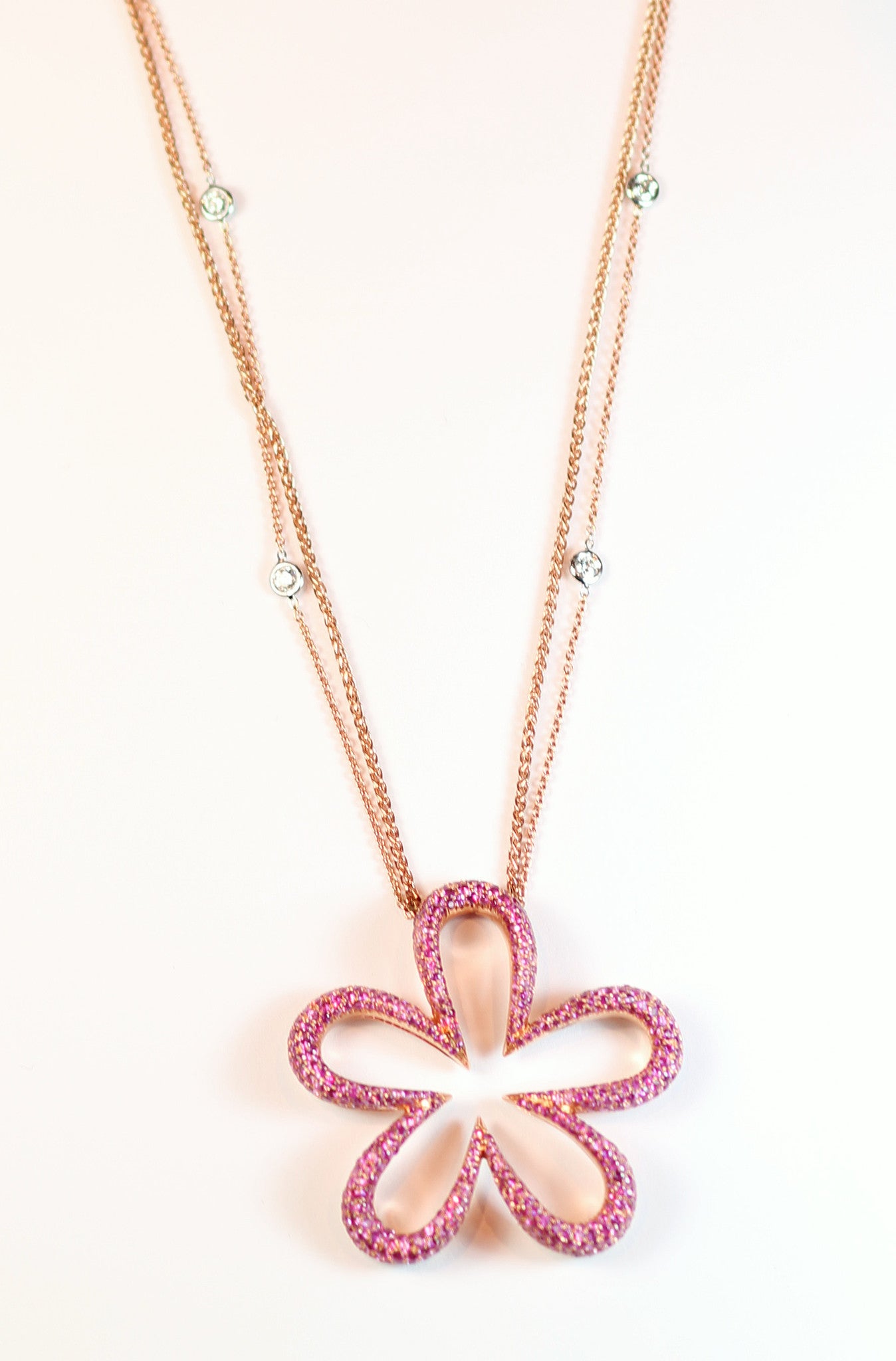 Rose Gold and Pink Sapphire Flower Pendant