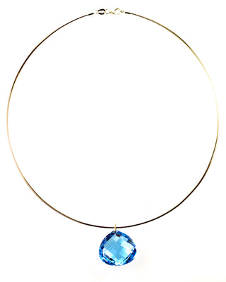 Faceted Blue Topaz Pendant on Wire Necklace, SOLD