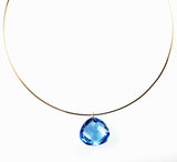 Faceted Blue Topaz Pendant on Wire Necklace, SOLD
