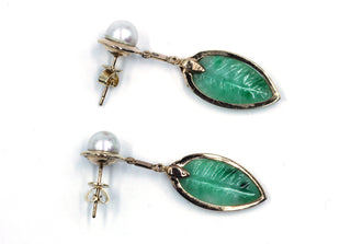Vintage Cultured Pearl and Jade Earrings, SOLD