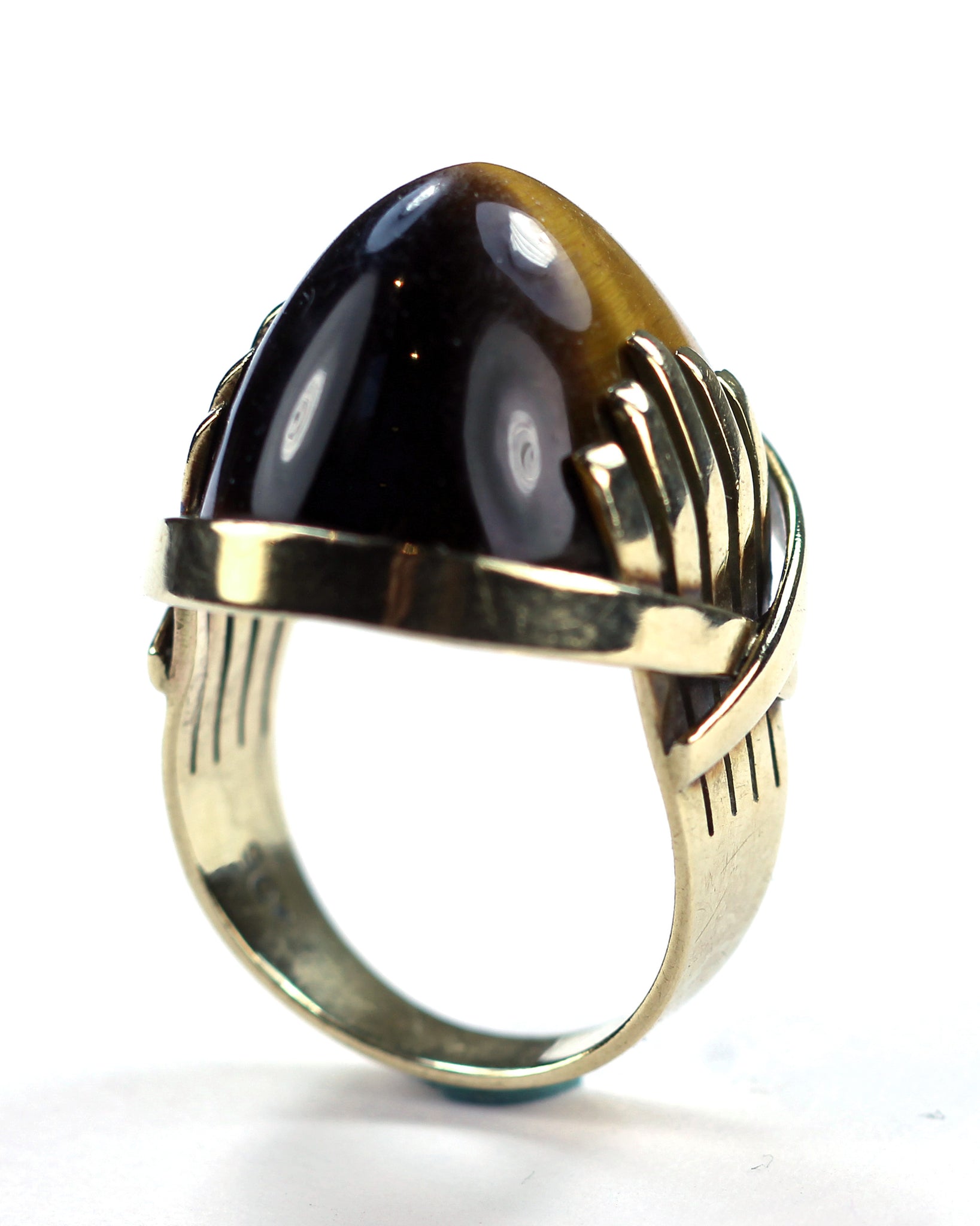 Tiger Eye Deco Style Ring