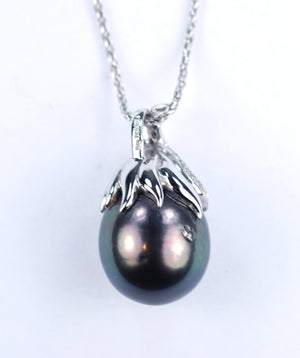 Vintage Tahitian Pearl Pendant with Diamonds, SOLD
