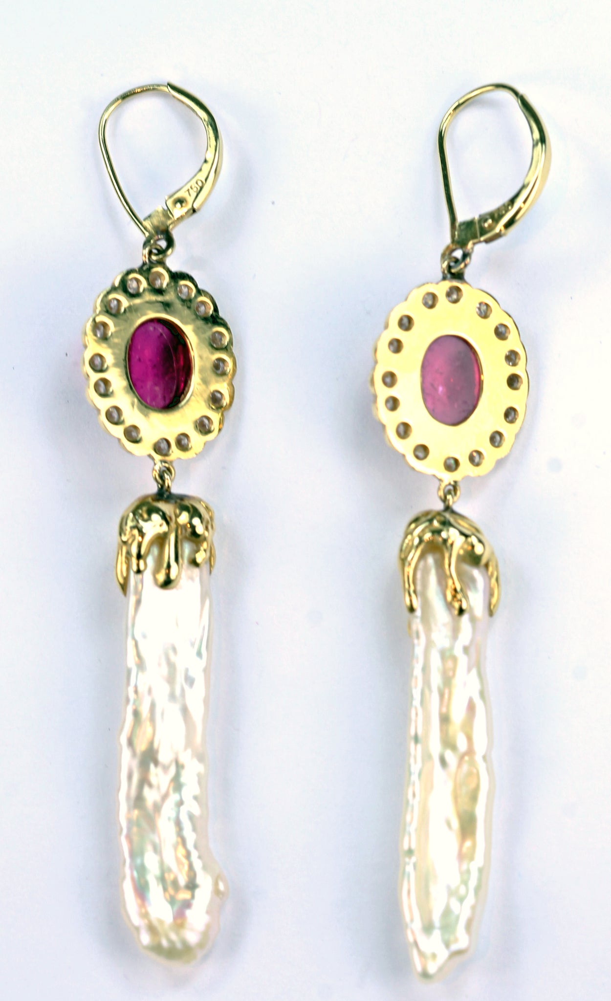 Janet Deleuse Designer Pink Tourmaline Biwa Pearl Earrings, SALE, SOLD