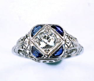 Vintage Diamond and Sapphire Ring