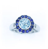 Vintage Aquamarine Sapphire and Diamond Ring