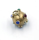 Vintage Italian Gemstone Charm on New Gold Chain,SOLD