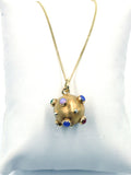 Vintage Italian Gemstone Charm on New Gold Chain,SOLD