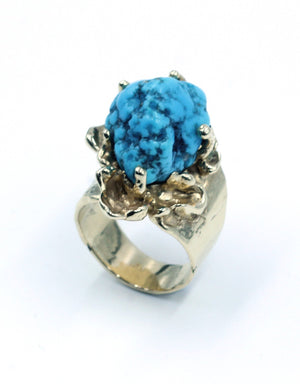 Vintage Turquoise Nugget Gold Ring, SALE, SOLD