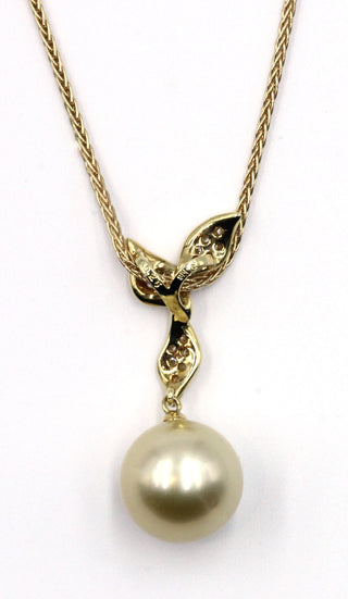 Vintage Golden South Sea Pearl and Diamond Necklace, SOLD