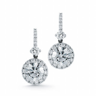 Drop Diamond Halo Earrings