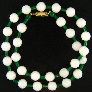 Natural White and Green Jade Beads