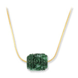 Natural Carved Jade Pendant on Gold Chain, SOLD