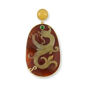 Natural Carved Red Jade Dragon Pendant, SOLD