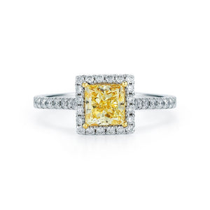 Yellow Diamond Halo Ring