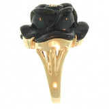 Natural Black Jade Flower and Diamond Ring, SOLD