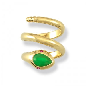 Natural Green Jade Snake Ring, SOLD