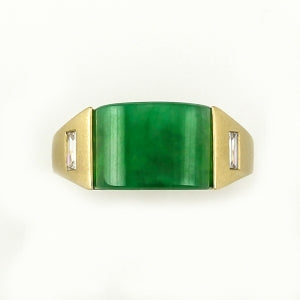 Natural Jade Ring with Diamonds, SOLD