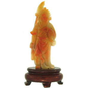 Natural Jade Carved Warrior on Wood Stand, SOLD