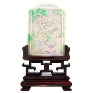 Four Piece Set of Natural Jade Four Seasons Carvings with Wo