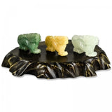 Natural Jade Dragon Carvings on Wooden Stand, SOLD