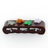 Natural Jade Carved Turtles on Wooden Stand, SOLD