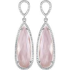Sterling Silver Diamond and Pink Quartz Earrings, SOLD