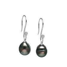 Tahitian Pearl and White Topaz Earring, SOLD