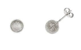 Textured White Gold Ball Earrings, SOLD