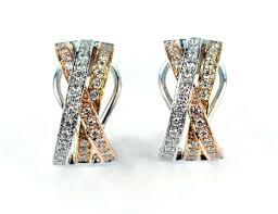 Tri-Color Gold Diamond Earrings, SOLD
