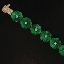 Vintage Estate Jade Flower Bracelet, SOLD