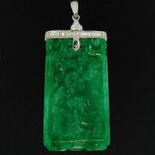 Vintage Natural Carved Jade with Diamonds, SOLD