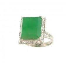 Vintage Natural Green Jade and Diamond Ring, SOLD