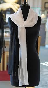 Deleuse White & Black Sheer Silk Chiffon Scarves, Janet Deleuse Label, SOLD