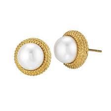 Cultured Freshwater Pearl and Gold Earrings, SOLD