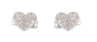 White Gold Diamond Heart Earrings, SOLD