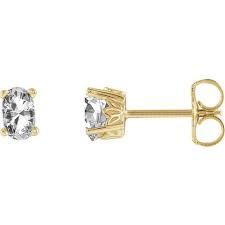 White Sapphire Earrings in 14k White or Yellow Gold, SOLD