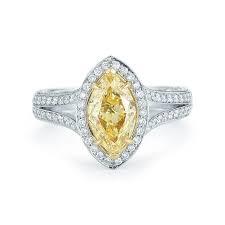 Yellow Marquis Shape Halo Diamond Ring, SOLD