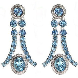 Deco Aquamarine and Diamond Earrings